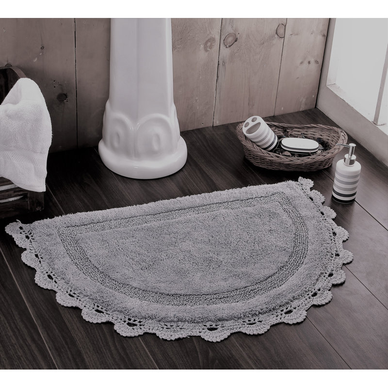 Cotton Non-Slip Bath Rug, Silver