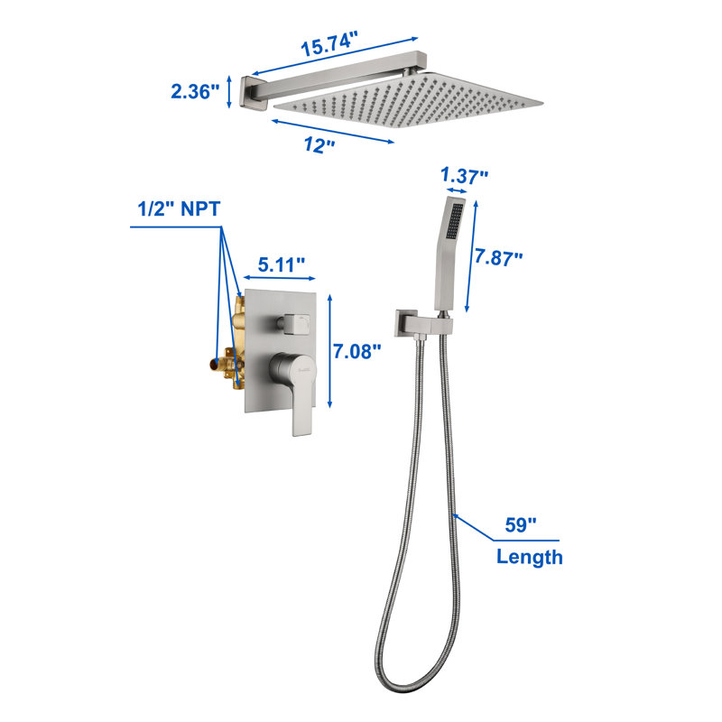 All-In-One Kit with Rough in-Valve, Brushed Nickel