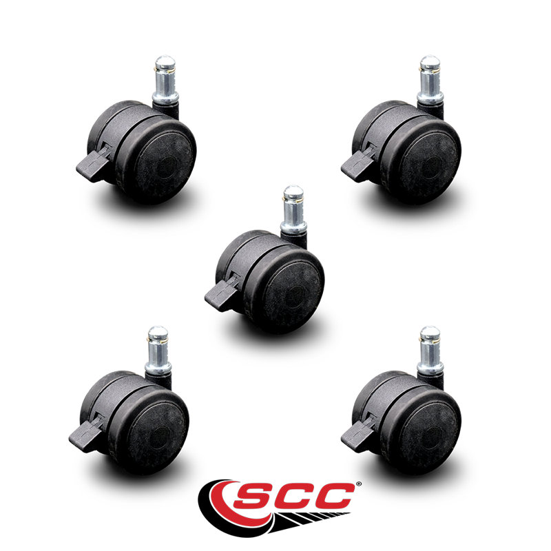 Ensemble de 5 roulettes de bureau noires avec roulettes 2 pouces