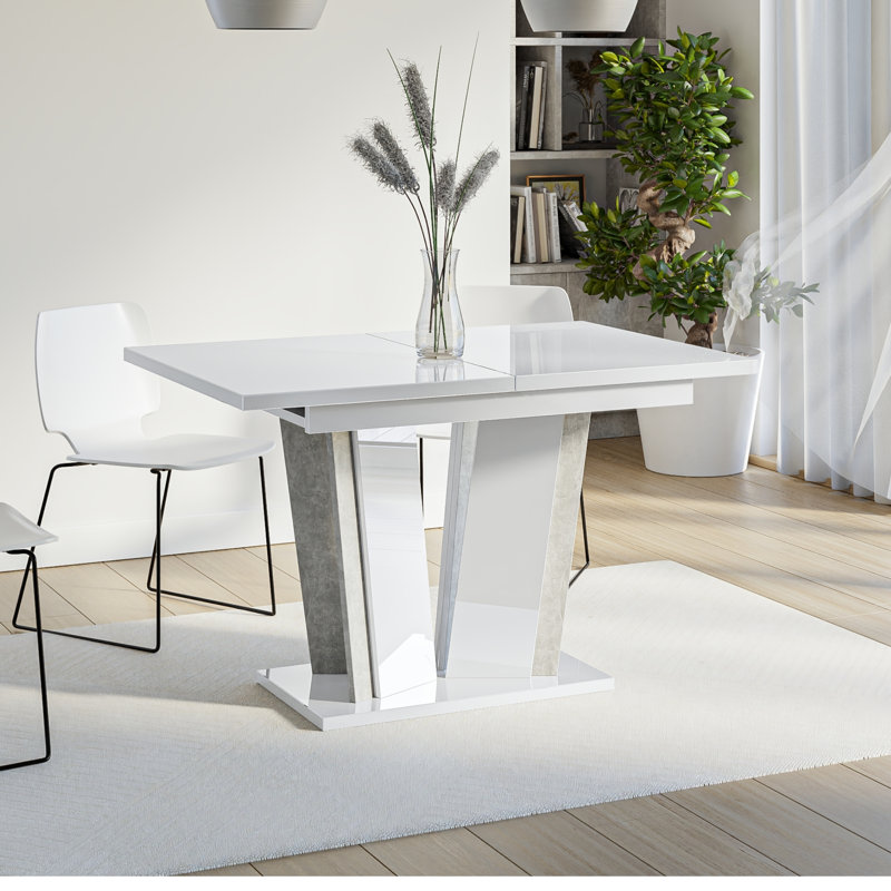 Extentable Dining Table Doha, White Gloss Stone