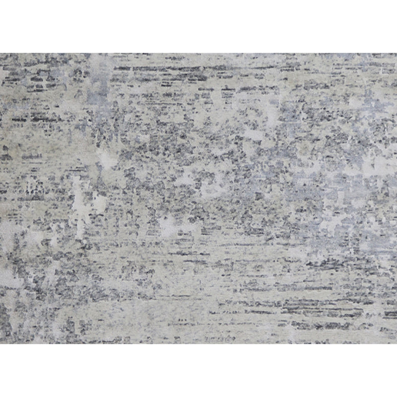 Tapis gris / argent noué à la main de haute qualité, Rectangle 6 pi x 9 pi