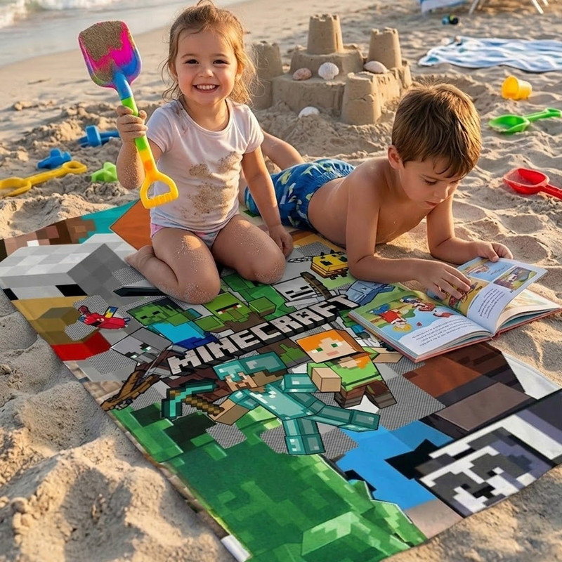 Serviette de plage Minecraft, serviette de bain pour garçons, 27x55 pouces