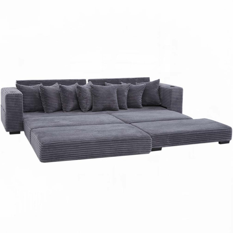 Canapé modulaire en velours côtelé, Gris foncé