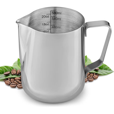 Zulay Kitchen Milk Frothing Pitcher Milk Frother Silver Steamer Cup