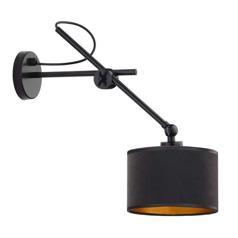 Ahyana Swing Arm Sconce, Black, Black/Gold
