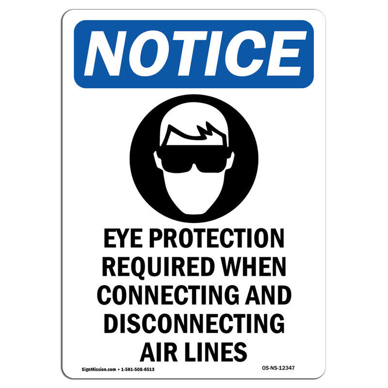 Panneau de protection oculaire requis en aluminium 12 x 18
