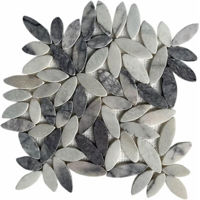 CNK Tile Milas Lilac Flower Flat Sliced Pebble Tile - 12" X 12" Polished Natural Stone For Bathroom Kitchen Backsplash Wall Decor & Flooring - Durable Easy Installation Low Maintenance - Pack Of 1