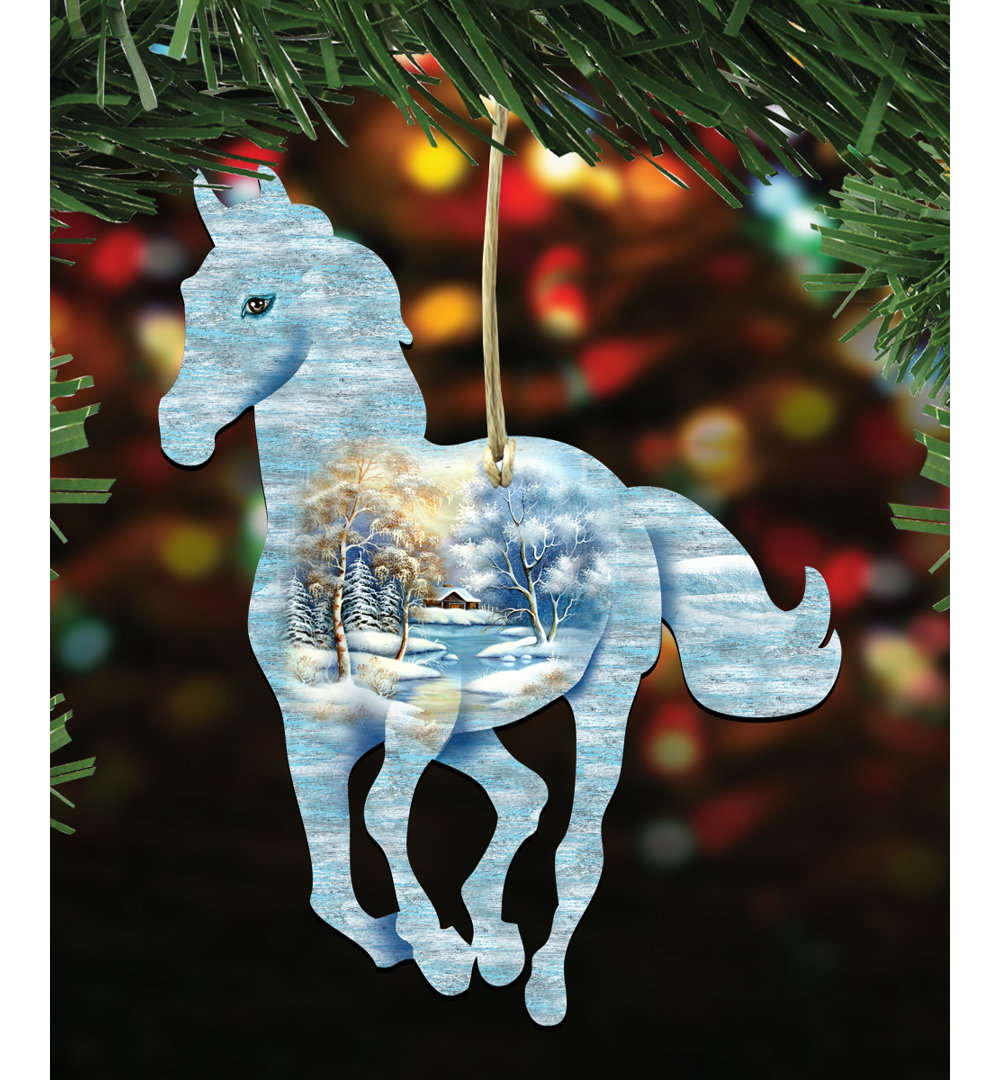 5'' Handmade Wood Hanging Figurine Ornament (Set of 3) The Holiday Aisle®