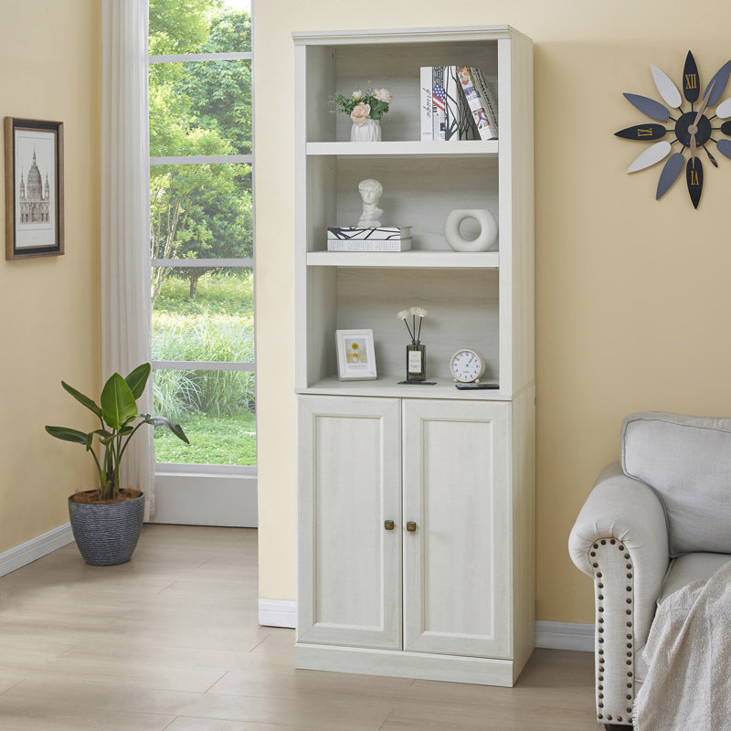 1 Doors Bookshelf With USB Port And 3 Open Shelves Bookcase Side Cabinet