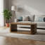 Table basse en placage de noyer avec un large plateau de table