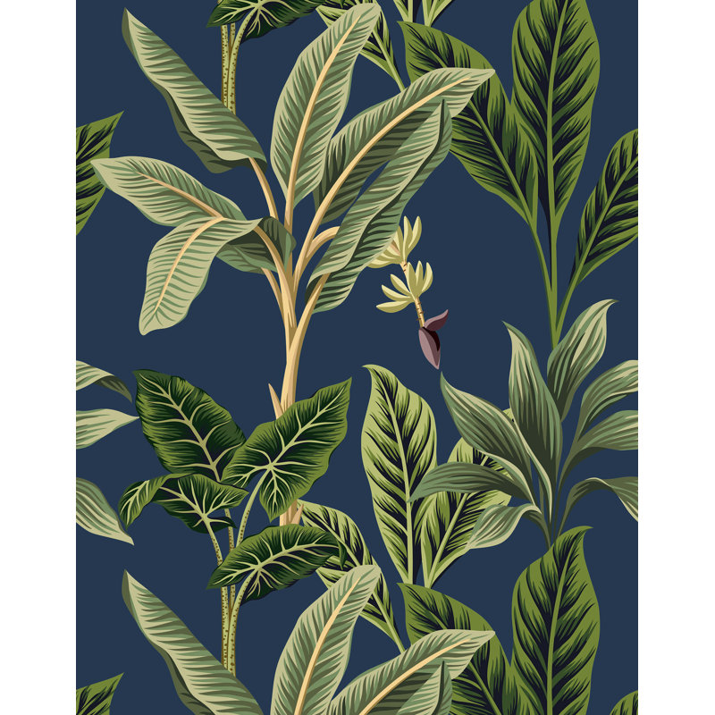 Vintage Tropical Wallpaper, Navy