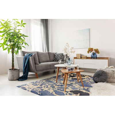 Tapis en laine et en viscose ivoire touffeté à la main Palermo