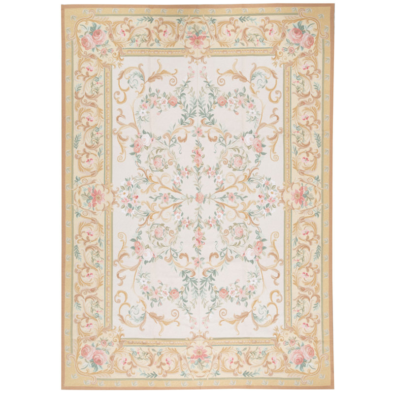 Hand-Knotted High-Quality Beige and Yellow Area Rug