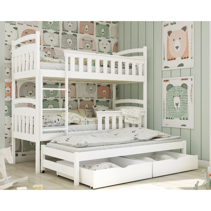 Willems Single (3') Standard Bunk Bed and Mattress with Trundle, White