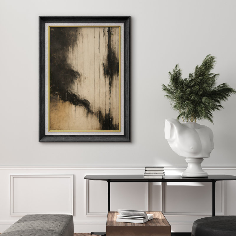 Œuvre encadrée de qualité supérieure - reproduction d'art abstrait pour décoration de salon - 26 po x 36 po, Noir