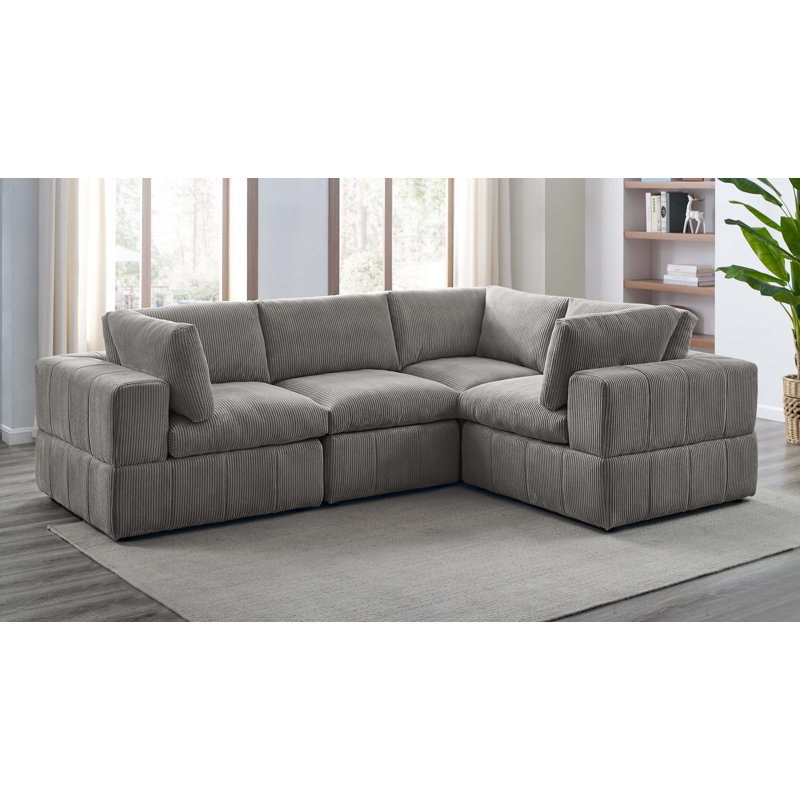 Canapé modulaire réversible large Areeba, Gris clair, H 34 po x l 108,5 po x P 79 po