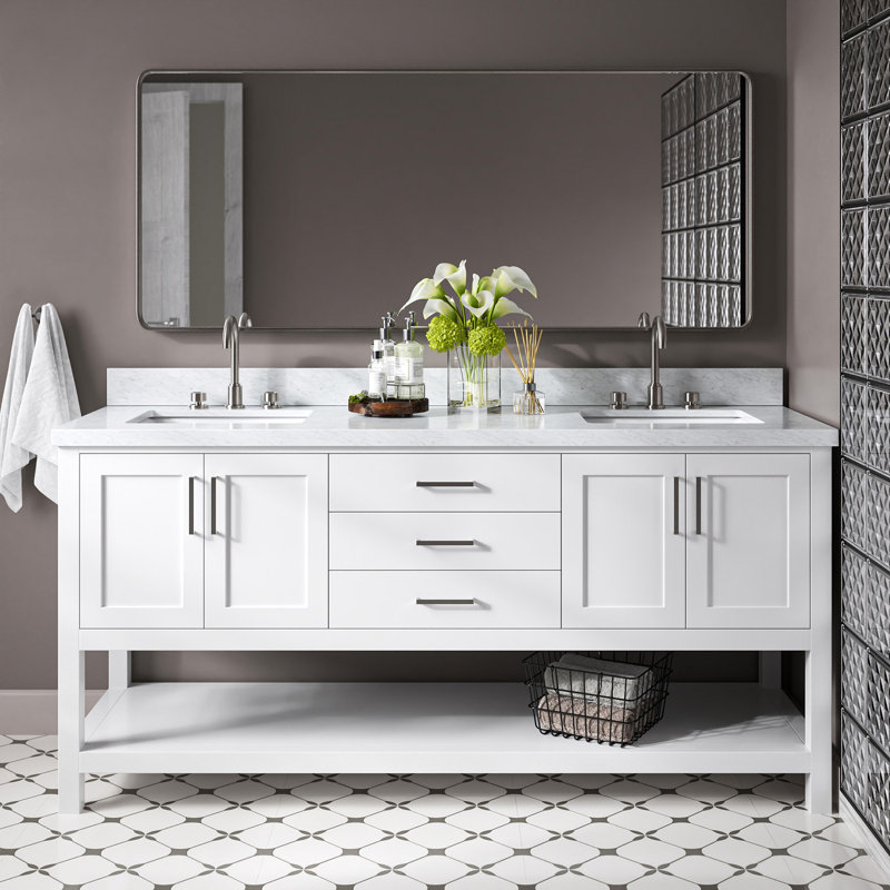 Magnolia Bath Vanity Rectangular Basin S073DCWRV, White, Rectangular