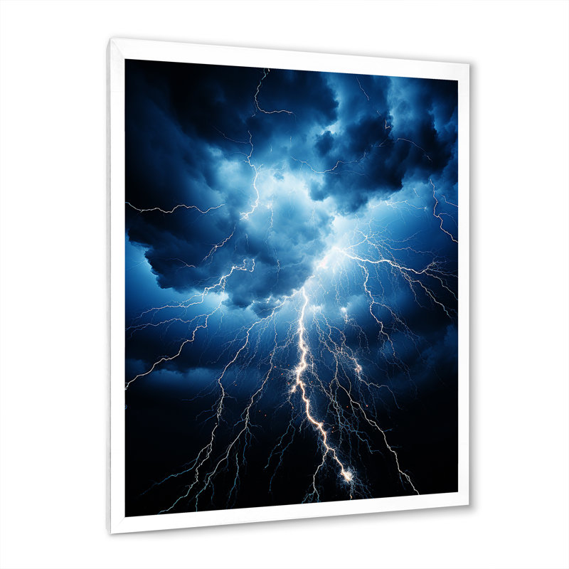Laurentine " Ethereal Lightning I ", 32" H x 16" W x 1" D, White Picture Frame
