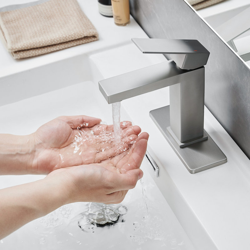 Single Handle Brass Bathroom Sink Faucet, Brushed Nickel
