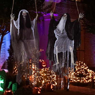 2 Packs Hanging Ghosts Halloween Decor 3 FT Halloween Decorations Outdoor Scary Skeleton With Light Up Eyes Halloween Swing Flying Ghost For Yard Lawn -  The Holiday AisleÂ®, 1891A2A84C7F4022A0F2A574B9AFA5E4