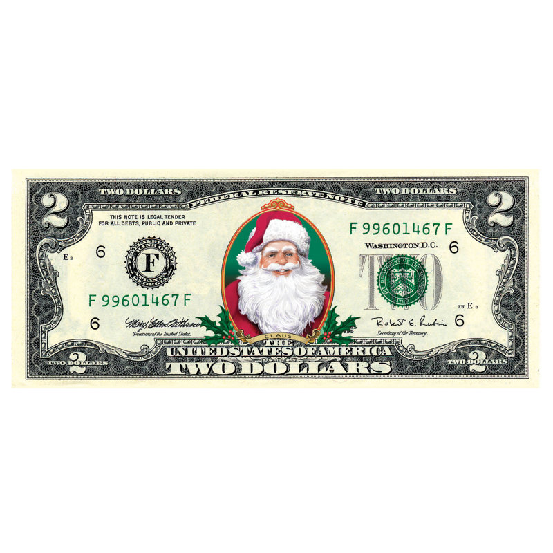 Merry Money Colorized $2 Bill