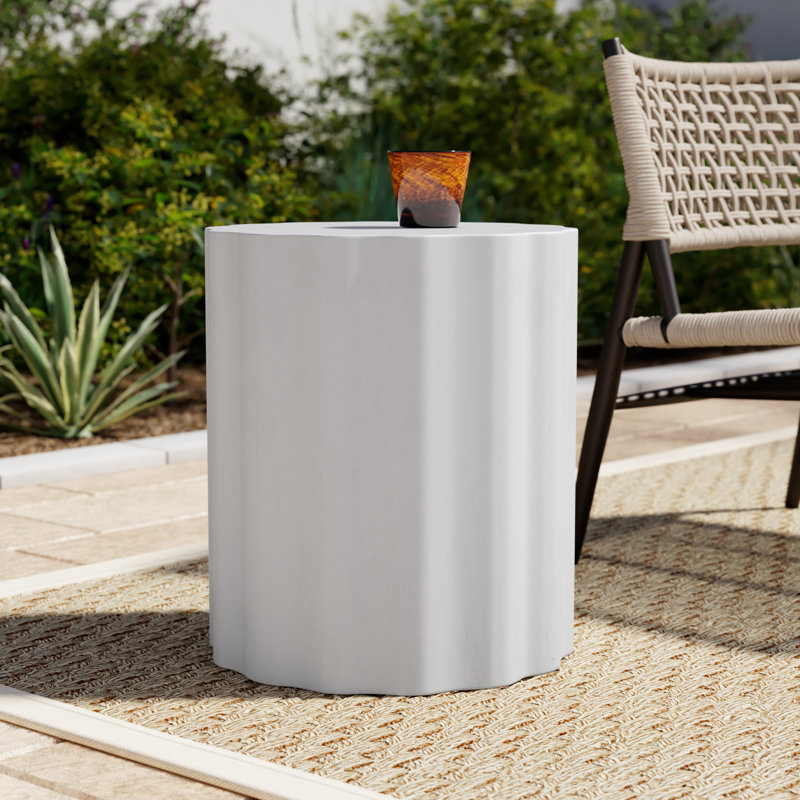Coda Round Concrete Outdoor Side Table , 15.5'' in. W 15.5'' in. D, Antique  White