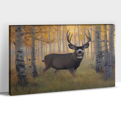 Art mural sur toile grand bois de cerf automne, impression de peinture de paysage de forêt réaliste, affiche de photo de cerf de faune pour décor d'hiver, bureau de chambre à coucher, œuvre d'art rustique, 20 po x 30 po