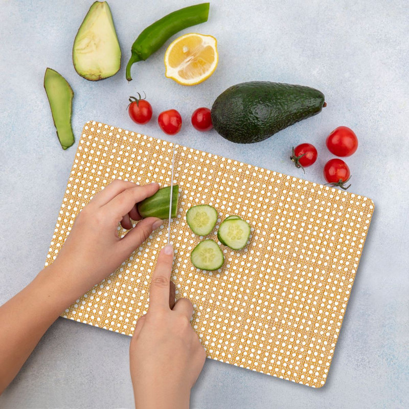 Planche à découper en verre trempé de qualité supérieure Flourish, 9,8 x 13,8 pouces | Pieds en silicone 100% antibactériens, faciles à nettoyer et antidérapants | Cuisine durable indispensable pour une préparation sécuritaire des aliments, design élégant et fonctionnel
