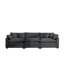Canapé modulaire Mid-Century 3 places avec 2 accoudoirs et 3 coussins, tissu modulaire gris en velours côtelé de salon-367069852