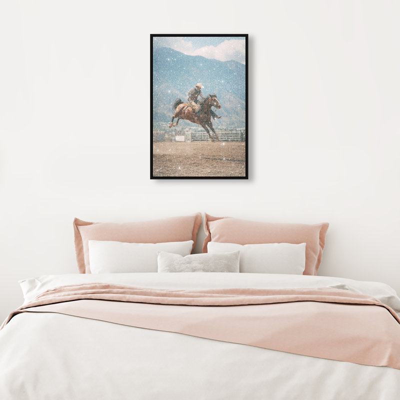 Bronc Rider Print by Oliver Gal, 25" H x 17" W, Black Floater Frame