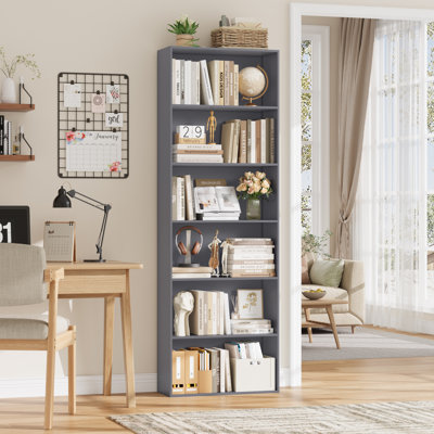 Langner 70.8" H x 23.6" W Standard Bookcase, 6-Tier Open Bookcase and Bookshelf, Freestanding Display Storage Shelves Tall Bookcase for Bedroom, Living Room and Office