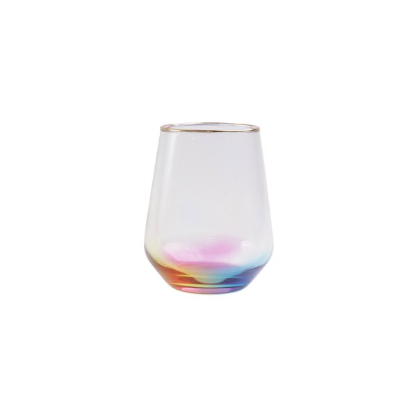 Rainbow Glow Assorted Colored Wine Glasses with Stems 16 Ounces, Set of 4  (Amber)
