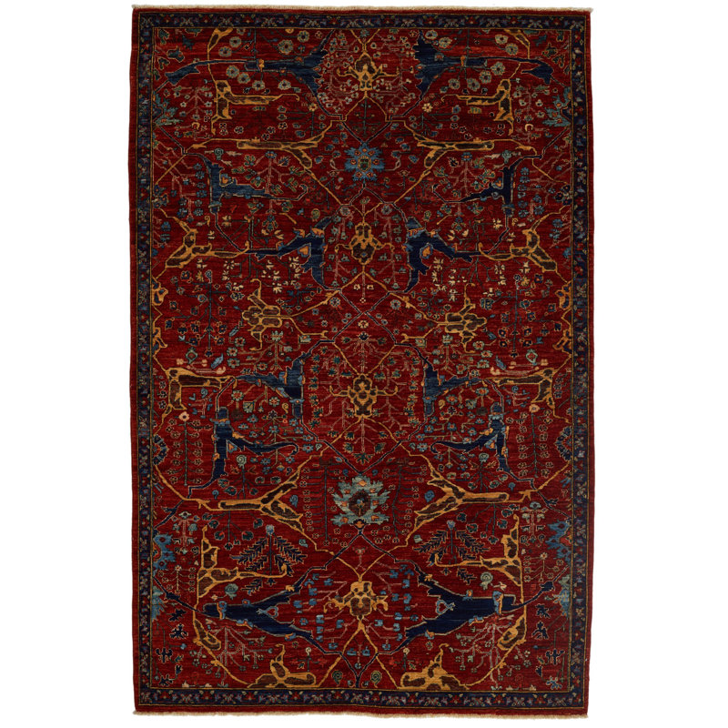 Tapis traditionnel rouille et bleu marine 5 x 8