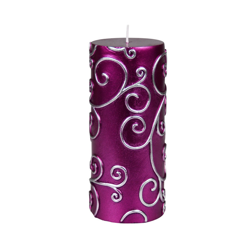 Bougie cylindrique sans parfum à volute, H 6 po x D 3 po, Bleu, 1 bougie