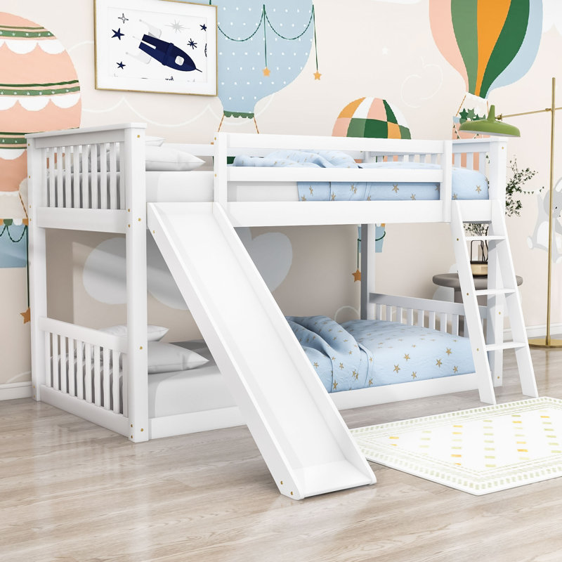 Fehmi Kids Twin Over Twin Bunk Bed, White