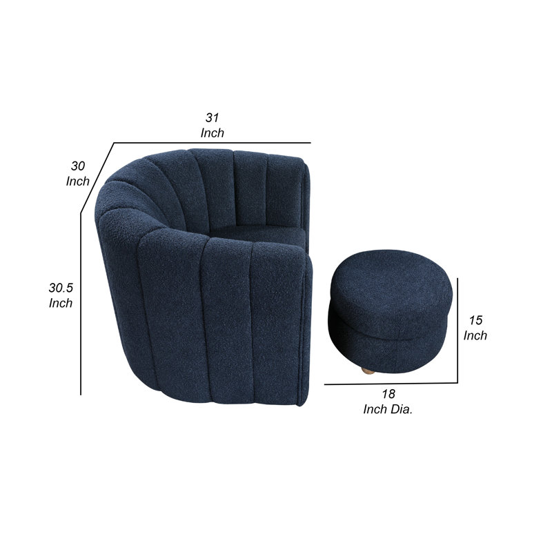 Fauteuil pivotant avec repose-pieds Noa, Bleu
