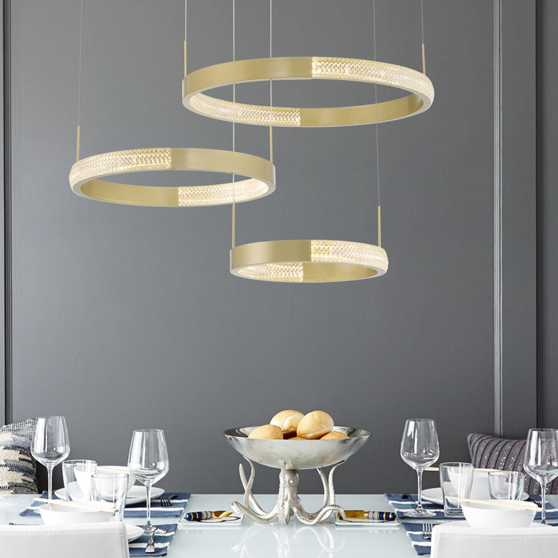 Lustre linéaire moderne à 3 lumières à DEL, Or