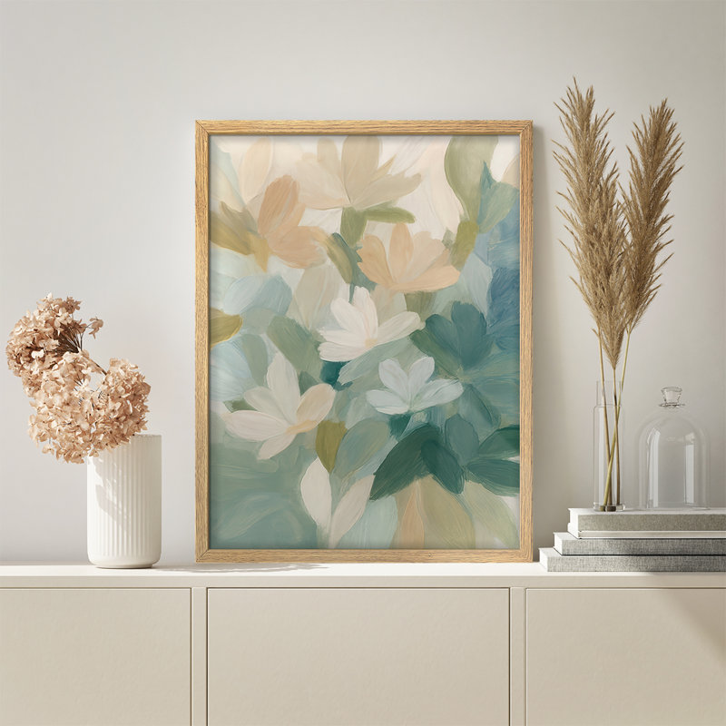 Reproduction d'art encadrée abstraite pour décoration intérieure moderne, H 10 po x l 8 po, Naturel