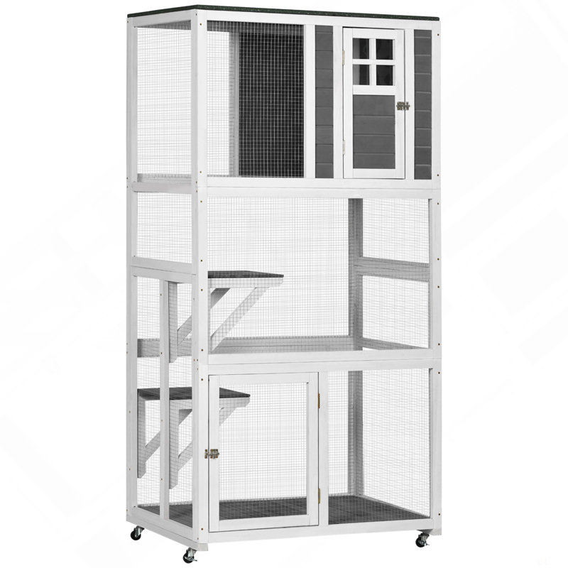Niche pour chat 74 po, 74.25" H x  36" W x  25.5" D, Gris