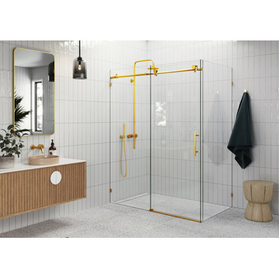 Nova 60 in. x 38 in. x 78 in. 90-degree Fully Frameless Sliding Glass Shower Enclosure