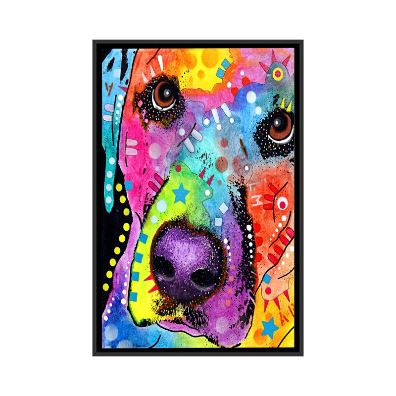 Gros plan labradorgraphic art sur toile, H 26 po x l 18 po x P 1,5 po, Cadre noir