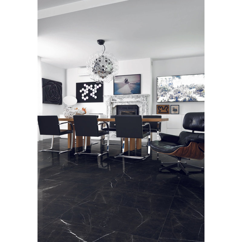 IL Lusso Nero Marquina 12 x 24 poli, Noir poli