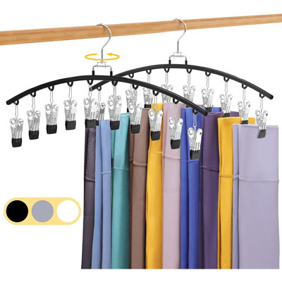 2-Pack 360° Swivel Legging Organizer – Metal Closet Hanger With 20 Clips For Clothes And Accessories, Black