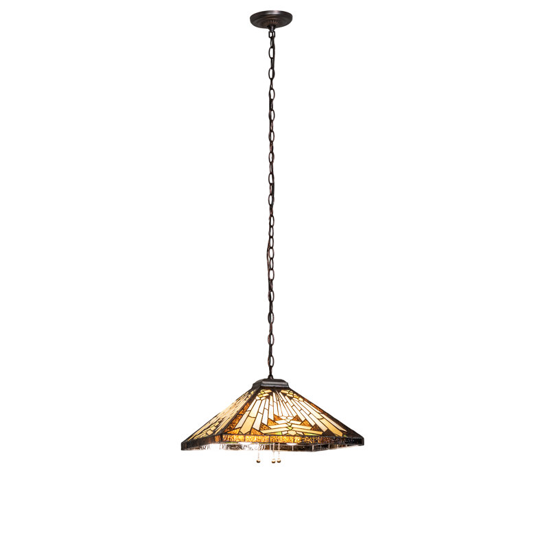 Nuevo Mission 17" Square Handcrafted Glass Pendant in Mahogany Bronze