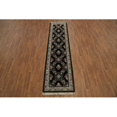 Sophisticated Black Traditional Oriental Runner Rug 3x10