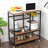 Rustic Brown Kitchen Baker's Rack With Microwave Stand, 3-Tier Storage Shelf With Heavy-Duty Metal Frame & Casters, 84X40X85Cm