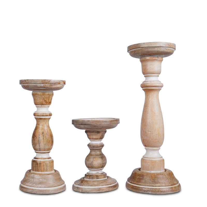 Ensemble de 3 bougeoirs en bois fabriqués à la main
