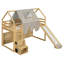Lit mezzanine en bois pour enfants avec glissoire, échelle, structure de tente et de maison, tablettes de rangement incluses-612041327-612041320