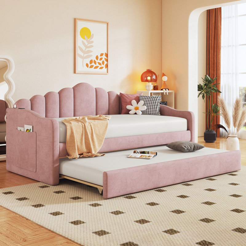 Upholstered Daybed, Pink