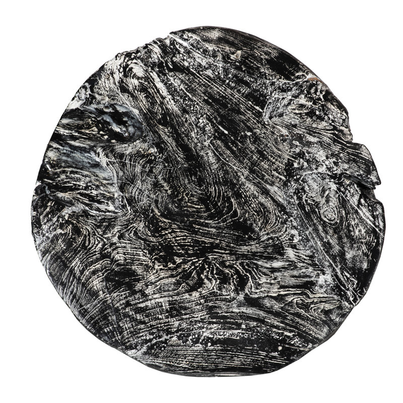 Black Wash Solid Wood Tree Stump End Table